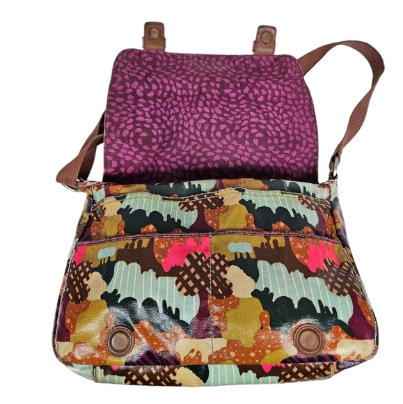 Fossil Key-Per Colorful Coated Canvas Messenger Crossbody Laptop Bag - Picture 9 of 14